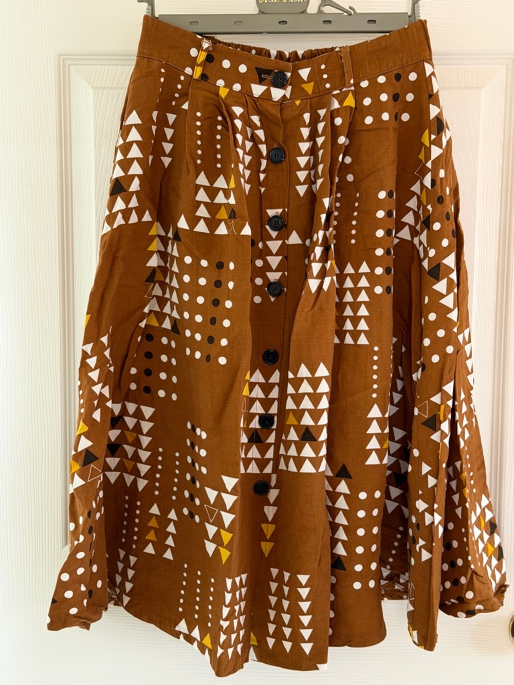 Kim's Boutique Brown & Cream Patterned Waistband Skirt